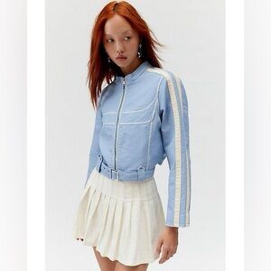 Urban Outfitters Jordan Faux Leather Light Blue Moto Jacket ✨